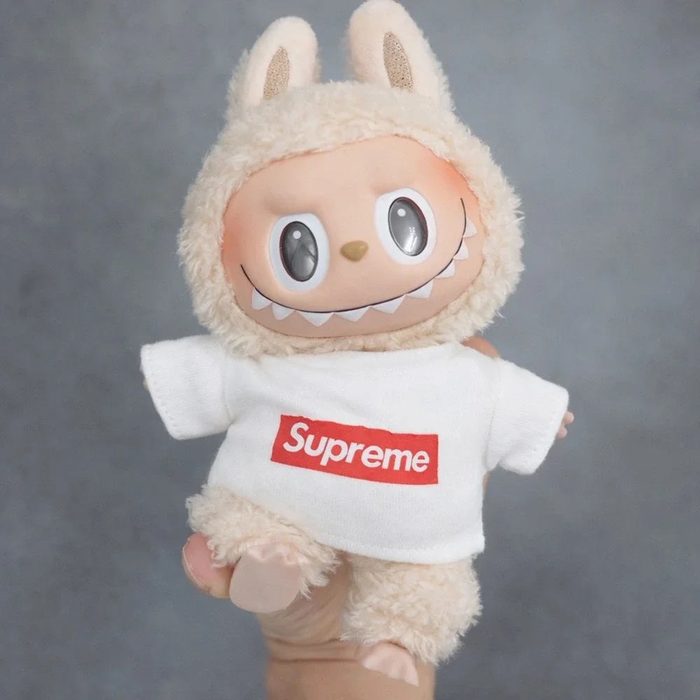 Labubu Doll White Streetwear‎ Tee – Red Box Logo Style Mini Shirt Outfit